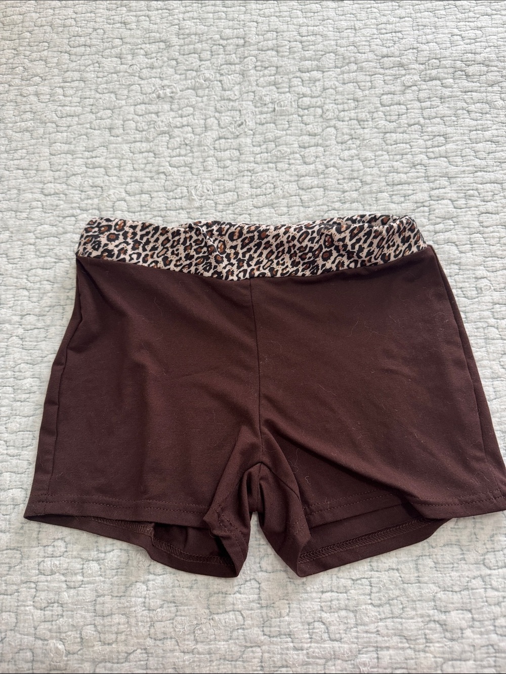 SHEIN Brown Sleep Shorts with Leopard Print Waistband